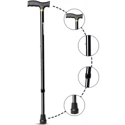 Entros Single Leg Foldable Walking Stick | Height Adjustable | Lightweight  Aluminum Cane with Anti-Skid Base, Offers Superior Stability | Ideal for
